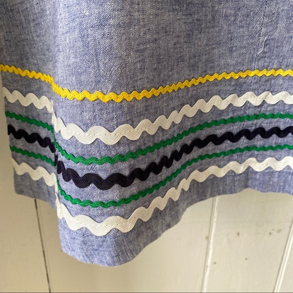 For Cynthia Sleeveless Linen Blend A-Line Dress Rick Rack - Picture 2 of 13